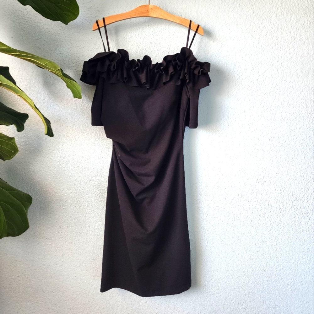 XScape off shoulder black little must have dress. NWOT